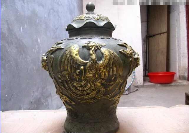 Collectible bronze lion statue S0441 12 China Folk old Bronze Eight treasures Dragon phoenix Crock Aquarius Pot Vase 
Collectible bronze lion statue S0441 12 China Folk old Bronze Eight treasures Dragon phoenix Crock Aquarius Pot Vase