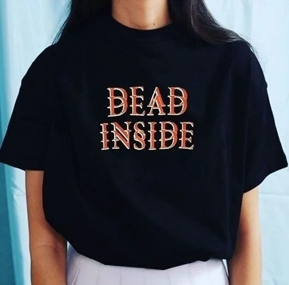 PUDO-XSX Double Printed Letter Dead Inside Letter Print T-Shirt Hipster Grunge Style Black Tee Gothic Clothing Black T Shirt
PUDO-XSX Double Printed Letter Dead Inside Letter Print T-Shirt Hipster Grunge Style Black Tee Gothic Clothing Black T Shirt