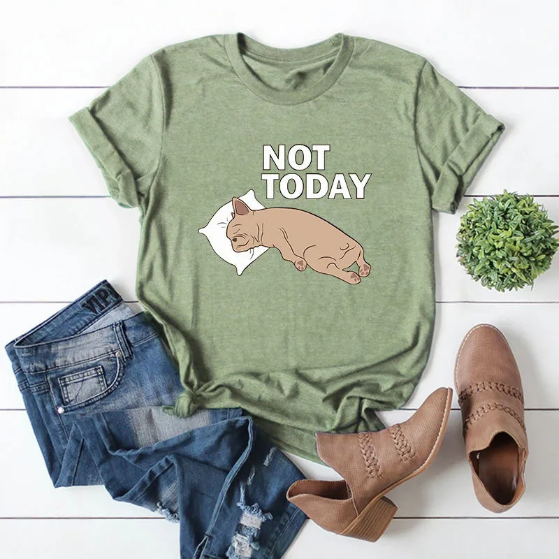 Not Today Print T shirt Women Cute Lazy Dog Graphic Tees Short Sleeve Tshirt Casual Summer Female T shirts Women Fashion Clothes
Not Today Print T shirt Women Cute Lazy Dog Graphic Tees Short Sleeve Tshirt Casual Summer Female T shirts Women Fashion Clothes