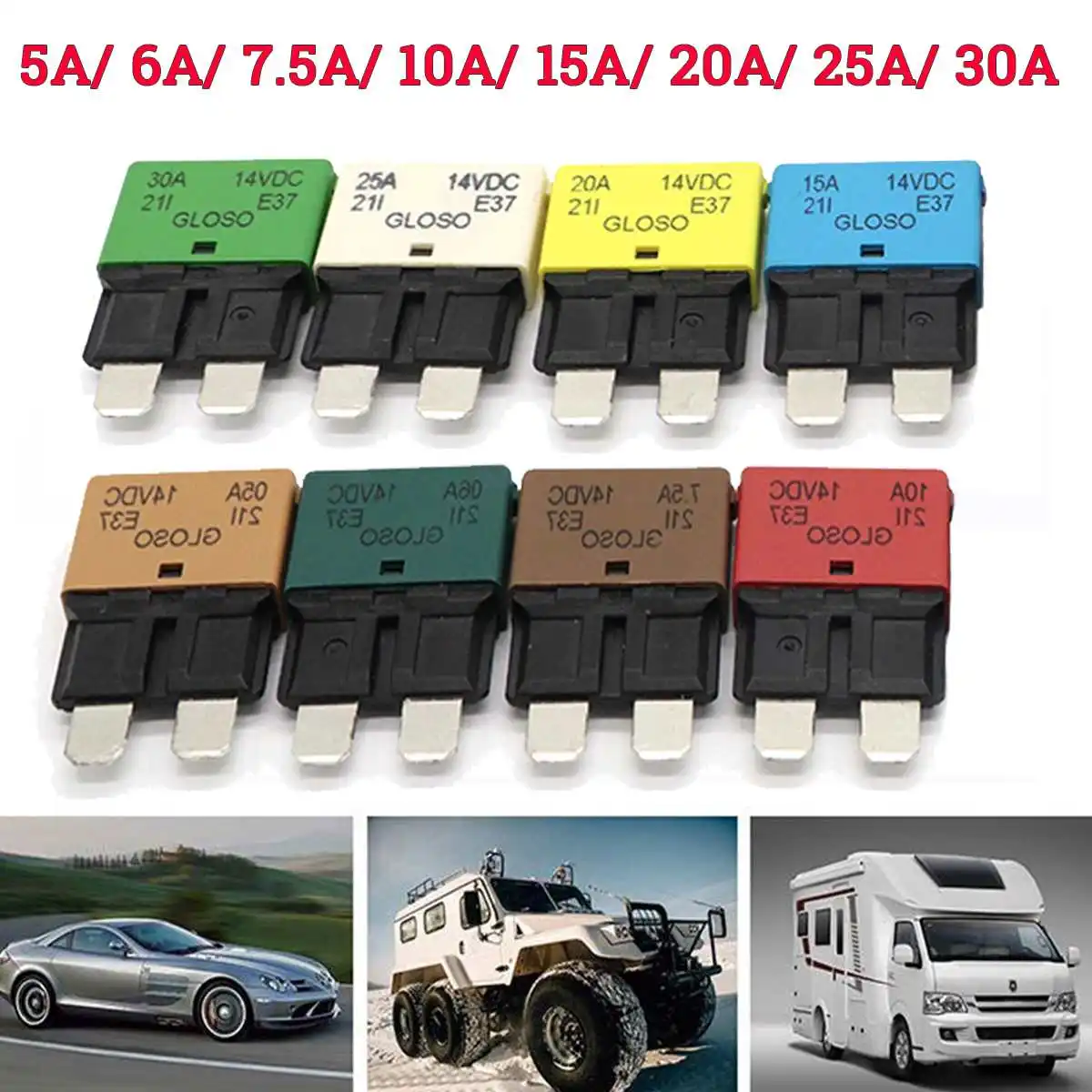 10pcs Mini DC 28V 5-30A Reettable Circuit Breaker Fuse Reset Blade For Car Truck Marine Boat Caravan Automotive Insurance piece
10pcs Mini DC 28V 5-30A Reettable Circuit Breaker Fuse Reset Blade For Car Truck Marine Boat Caravan Automotive Insurance piece