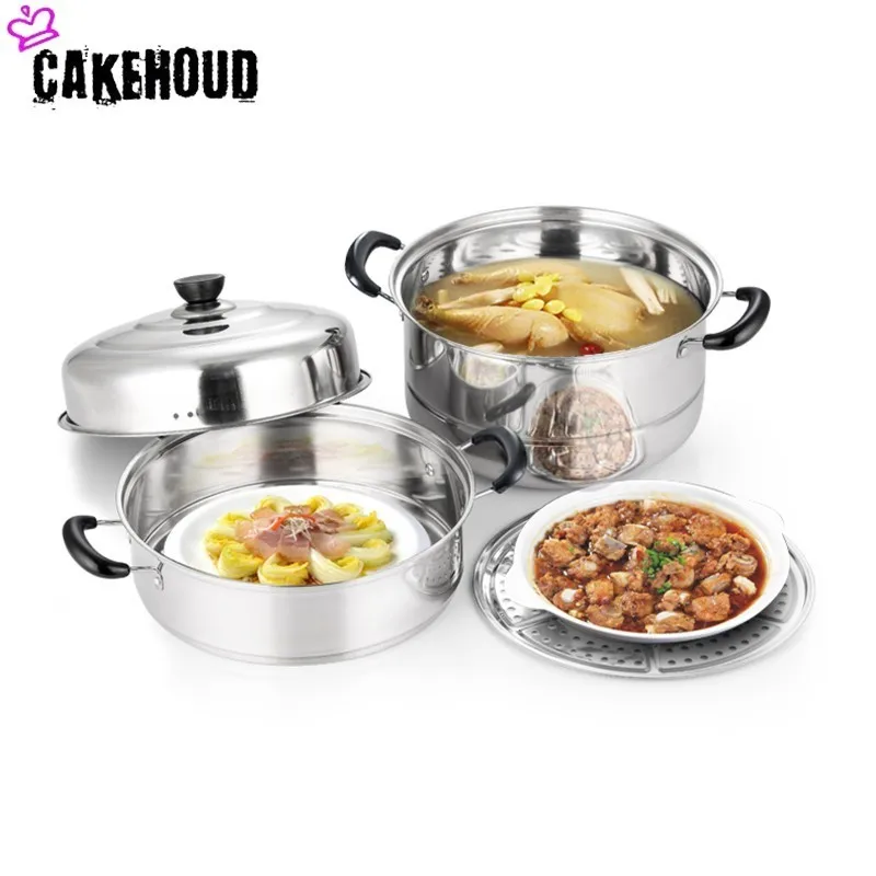 CAKEHOUD Stainless Steel 3 Layer Thick Kitchen Steamer Multifunctional Rice Vegetable Snack Cooking Pot Chef Classic Steamer Set
CAKEHOUD Stainless Steel 3 Layer Thick Kitchen Steamer Multifunctional Rice Vegetable Snack Cooking Pot Chef Classic Steamer Set