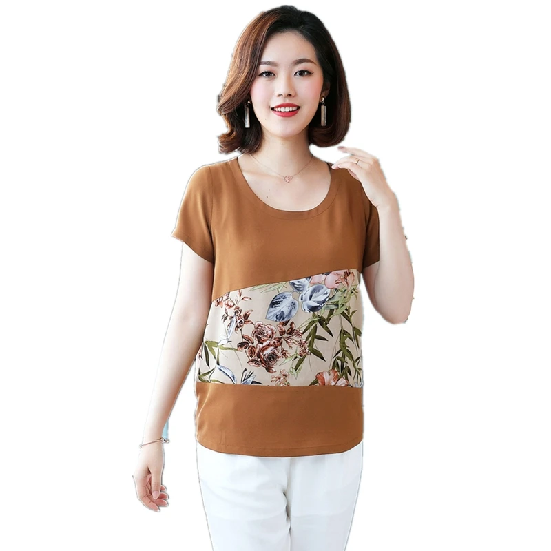 2018 summer chiffon blouse short sleeve Spliced o-neck print flower female shirts t plus size loose fashion ladies shirts tops
2018 summer chiffon blouse short sleeve Spliced o-neck print flower female shirts t plus size loose fashion ladies shirts tops