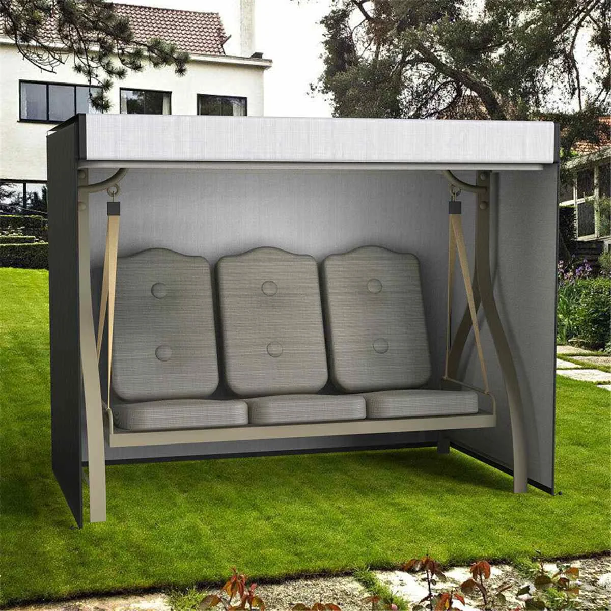 Heavy Duty Waterproof Swing Seat Cover Garden Patio 3 Seater Hammock Protection UV Protect Furniture Cover Black 220x170x145cm
Heavy Duty Waterproof Swing Seat Cover Garden Patio 3 Seater Hammock Protection UV Protect Furniture Cover Black 220x170x145cm