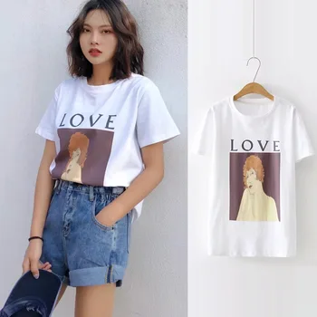 2019 Summer Korean women's oil painting letter printing round neck short sleeve loose female T-shirt
2019 Summer Korean women's oil painting letter printing round neck short sleeve loose female T-shirt
