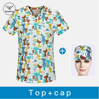 Cartoon print unisex Medical Surgical pharmacy nurse uniform scrub tops beauty salon spa uniform womens medical clothing hats
Cartoon print unisex Medical Surgical pharmacy nurse uniform scrub tops beauty salon spa uniform womens medical clothing hats