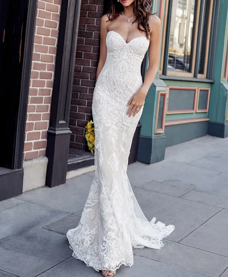 Sweetheart Vintage Mermaid Wedding Dress with Unique Lace Appliques Bridal Dress 2020 Elegant Wedding Gowns
Sweetheart Vintage Mermaid Wedding Dress with Unique Lace Appliques Bridal Dress 2020 Elegant Wedding Gowns