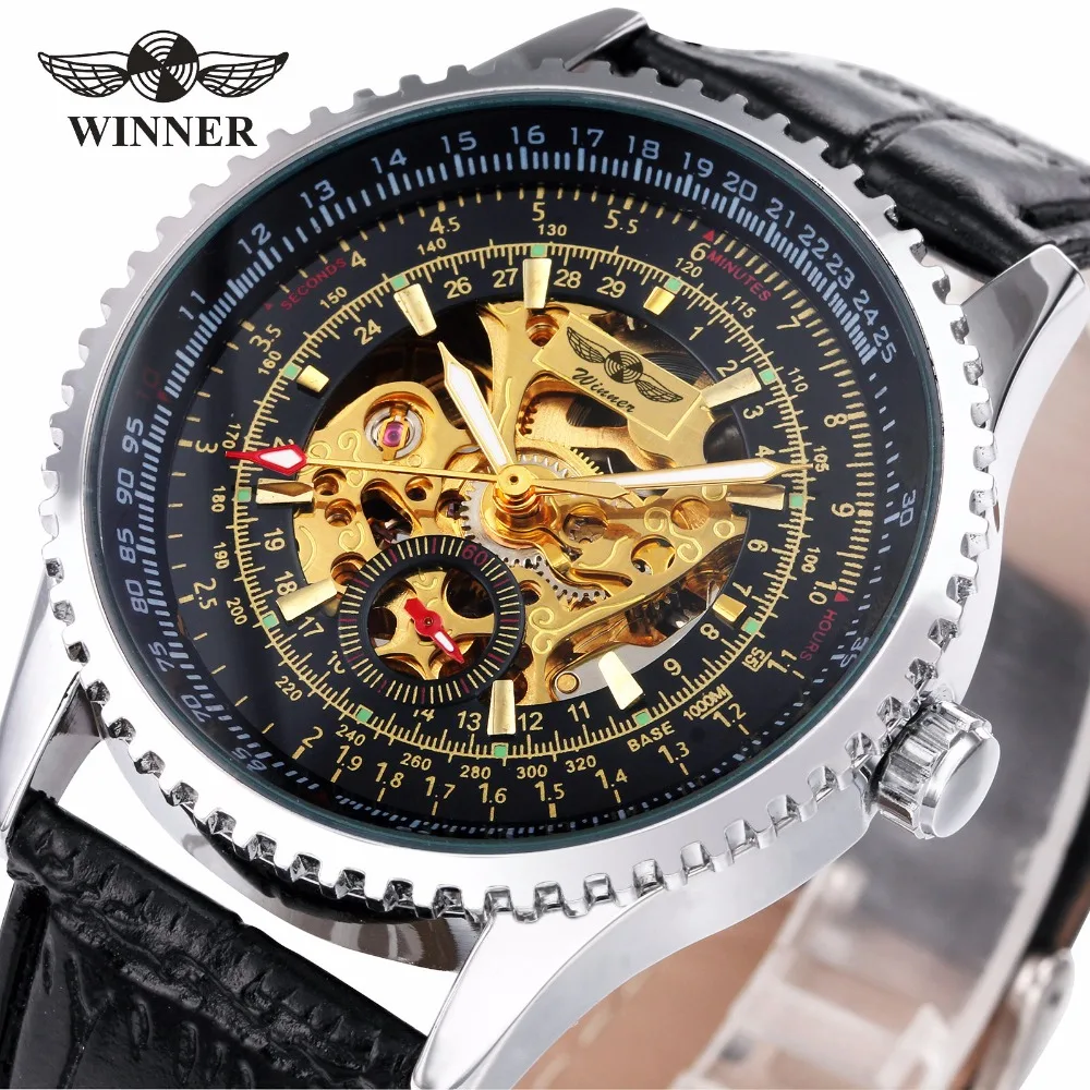 WINNER Men Fashion Mechanical Wristwatch Leather Strap Transparent Dial Skeleton Movement Top Luxury Brand Design Watch + BOX
WINNER Men Fashion Mechanical Wristwatch Leather Strap Transparent Dial Skeleton Movement Top Luxury Brand Design Watch + BOX