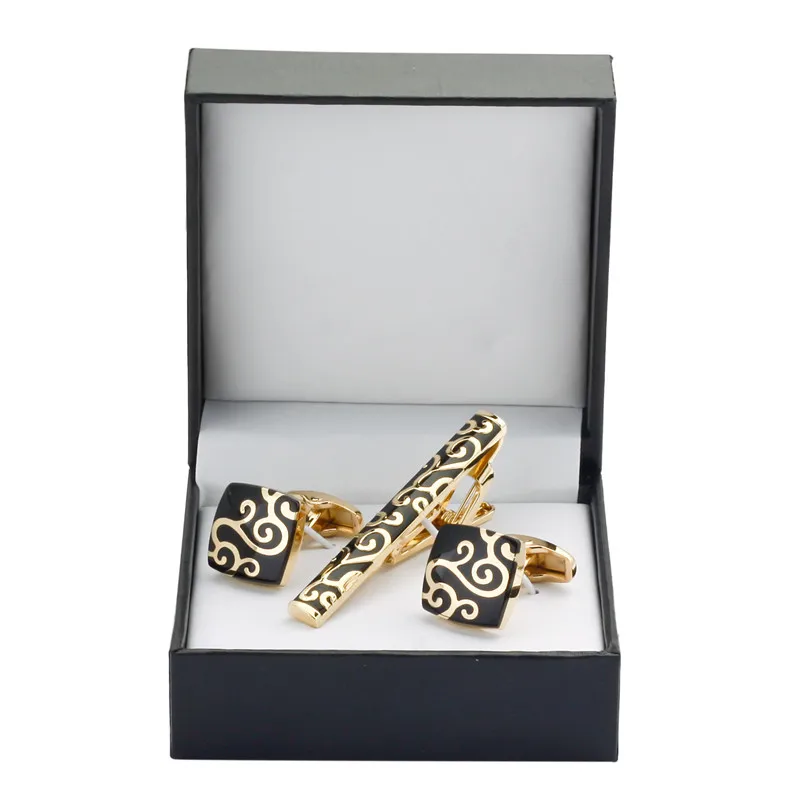 C-MAN Classic styles Luxury Men Cufflink and Tie Clip Set Black Tie Clips Set Brand gold Business Shirt Cuff Links Bar Set
C-MAN Classic styles Luxury Men Cufflink and Tie Clip Set Black Tie Clips Set Brand gold Business Shirt Cuff Links Bar Set