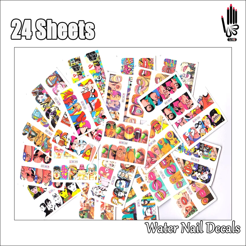 Nail 24Sheets/Lot Mix 24 Different POP ART Nail Art Water Sticker Decal For Gel Nail Art Decoration 24BN359
Nail 24Sheets/Lot Mix 24 Different POP ART Nail Art Water Sticker Decal For Gel Nail Art Decoration 24BN359