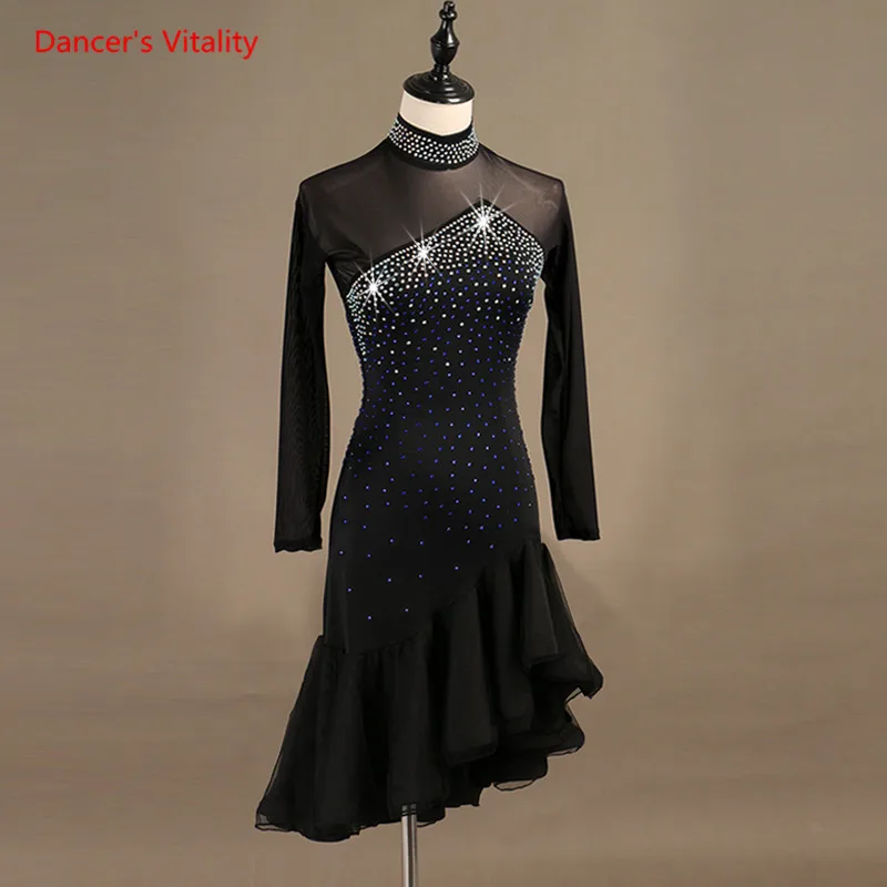 Women Latin Dance Dress Sexy Gauze Long Sleeved Diamonds Ruffes Dresses Adult Latin Ballroom Dance Stage Performance Costumes
Women Latin Dance Dress Sexy Gauze Long Sleeved Diamonds Ruffes Dresses Adult Latin Ballroom Dance Stage Performance Costumes