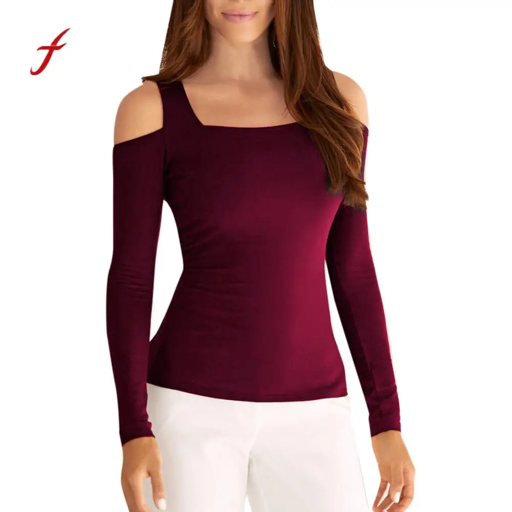 Cold Shoulder Tshirt Women Solid Long Sleeve Clothing Slim t-shirt Pullover Tops Tee Shirt Femme camiseta mujer Women T-shirt
Cold Shoulder Tshirt Women Solid Long Sleeve Clothing Slim t-shirt Pullover Tops Tee Shirt Femme camiseta mujer Women T-shirt