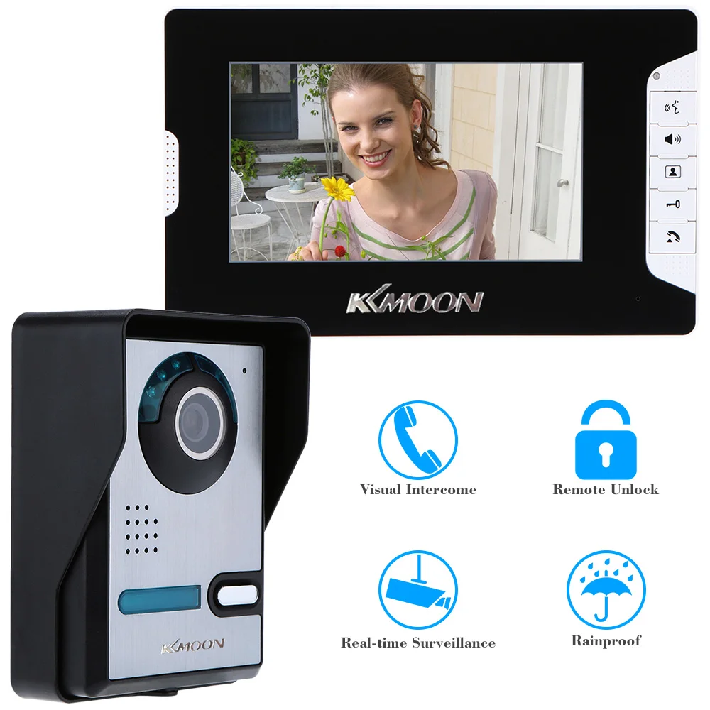 

7 " TFT Color LCD Moniter Video Door Phone Intercom Doorbell System Kit Unlock IR Night Vision Rainproof Camera Video Intercom