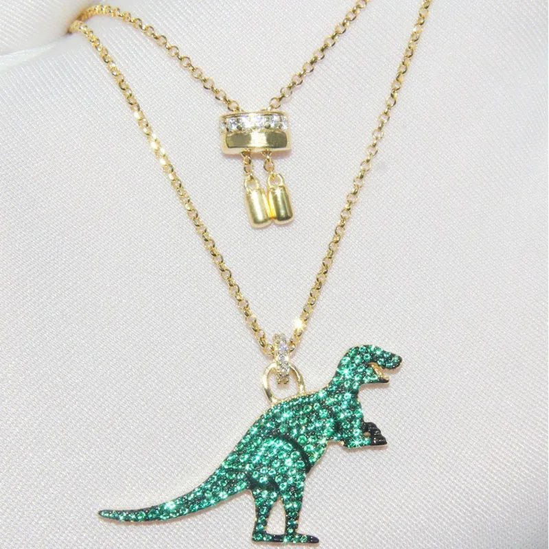 Real 925 Sterling Silver Yellow Gold Color Large Green Zirconia Dinosaur Pendant Necklace Charm Dino Animal Women Monaco Jewelry
Real 925 Sterling Silver Yellow Gold Color Large Green Zirconia Dinosaur Pendant Necklace Charm Dino Animal Women Monaco Jewelry