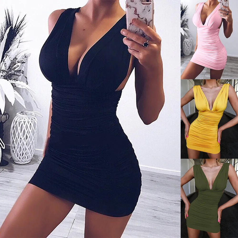 2019 Promotion Summer Dress Four-color S-xxl Sizes for Choice Sleeveless Deep V-neck Backless Sexy Nightclub Dress Tight Jurk
2019 Promotion Summer Dress Four-color S-xxl Sizes for Choice Sleeveless Deep V-neck Backless Sexy Nightclub Dress Tight Jurk