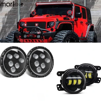 

Marloo Wrangler Front Bumper 7" Round Led Headlights White DRL W/ 4" Fog Light For Jeep JK Rubicon JKU Sahara Sport Unlimited