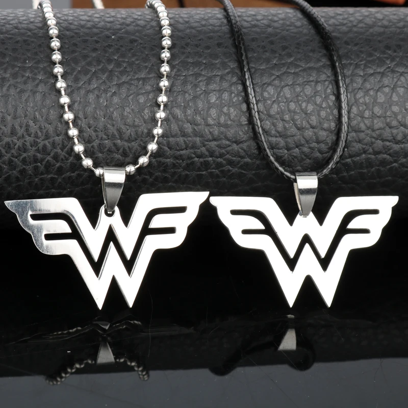 

dongsheng DC Comics Wonder Woman W Logo Stainless Steel Pendant Necklace Fashion Movie Jewelry For Men Women