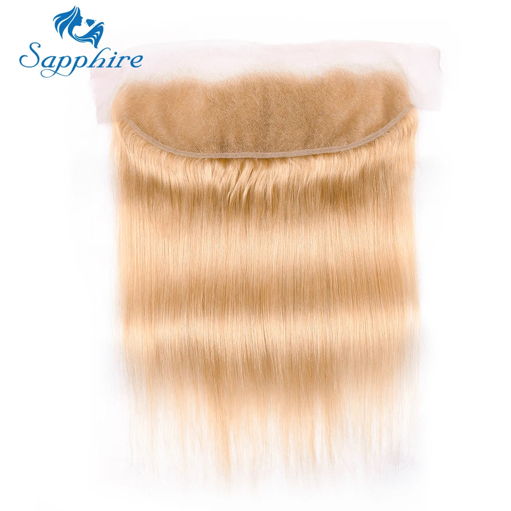 Sapphire Pure Honey Blond 27# Malaysian Straight Human Hair Lace Closure Remy 13*4 Frontal with Baby 8-20" | Шиньоны и парики