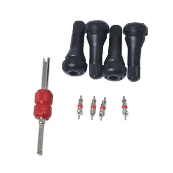 4 Pieces TR413 Tire Valve Stem with 4 Pieces Valve Cores and Remover Installation Tool Kit
4 Pieces TR413 Tire Valve Stem with 4 Pieces Valve Cores and Remover Installation Tool Kit