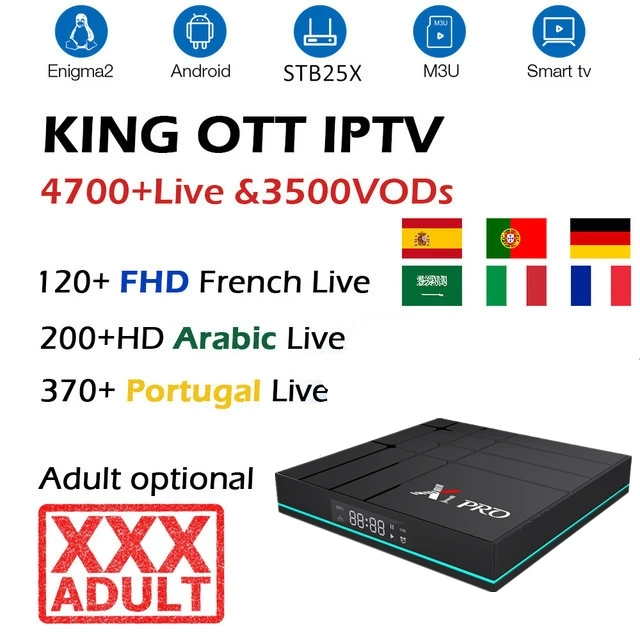 YUTMART X1 PRO Android TV Box Android 9.1 2G4G 16G 32GB 64GB Smart TV RK3318 KING OTT IPTV Subscription German Spain French IPTV
YUTMART X1 PRO Android TV Box Android 9.1 2G4G 16G 32GB 64GB Smart TV RK3318 KING OTT IPTV Subscription German Spain French IPTV