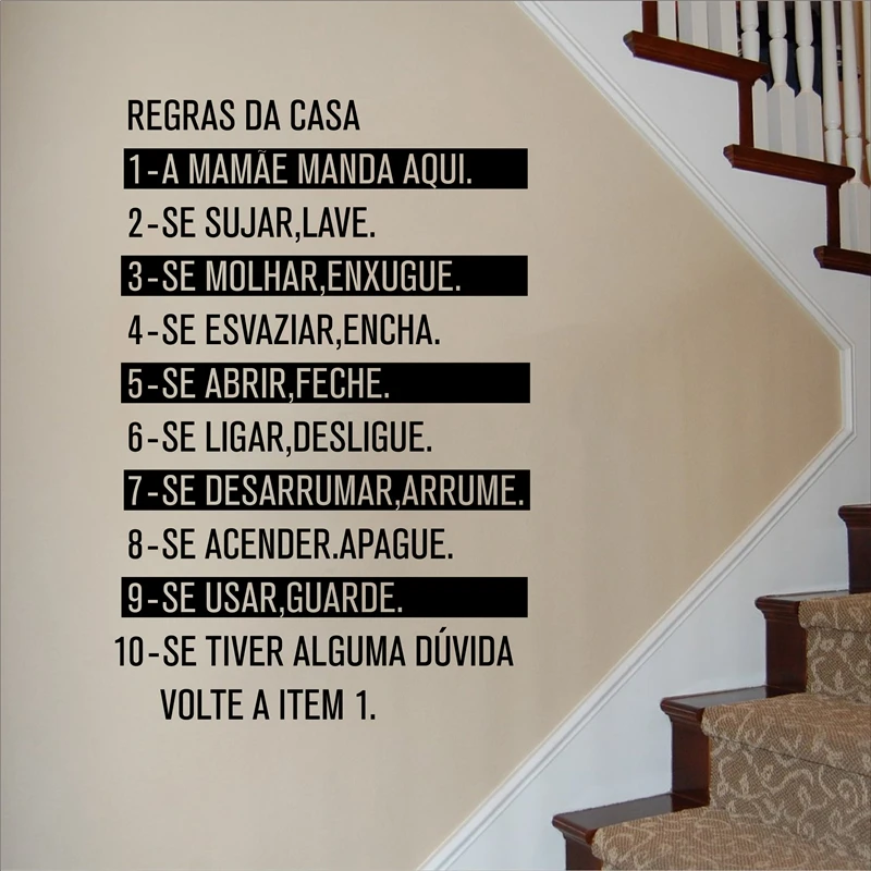 Creative Home Decoration Portuguese Language House Rules Wall Art Decal Removable Family Rule Wall Sticker Poster AZ389
Creative Home Decoration Portuguese Language House Rules Wall Art Decal Removable Family Rule Wall Sticker Poster AZ389