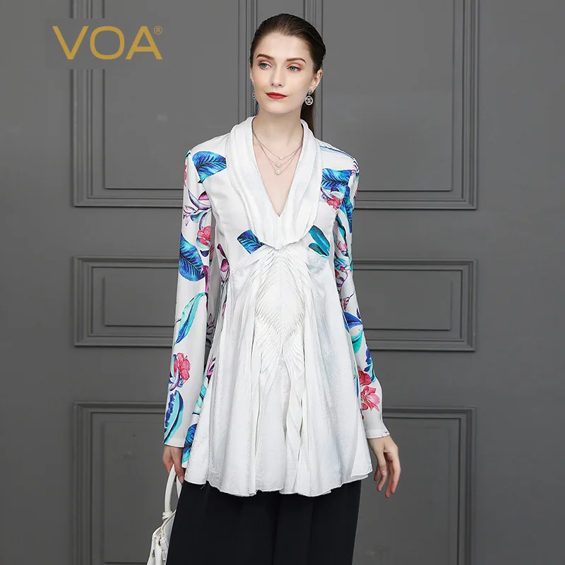 VOA White Long Sleeve Shirts 100% Heavy Silk T Shirt Luxury Ladies Tops Spring Slim Women Clothing Harajuku tee shirt femme B803
VOA White Long Sleeve Shirts 100% Heavy Silk T Shirt Luxury Ladies Tops Spring Slim Women Clothing Harajuku tee shirt femme B803