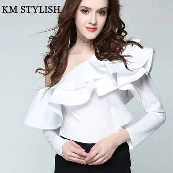 2018 New Fashion Sexy Skew Collar Ruffles Sleeve Red Plaid Shirt Women's Spring and Summer Slim Long-sleeved Shirt 3 colros 
2018 New Fashion Sexy Skew Collar Ruffles Sleeve Red Plaid Shirt Women's Spring and Summer Slim Long-sleeved Shirt 3 colros