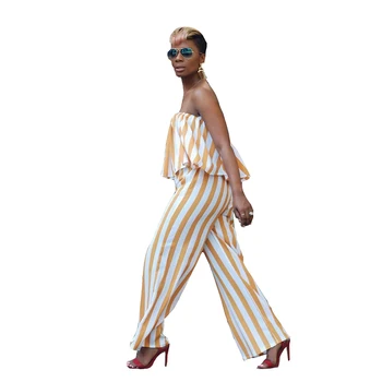 Wantmove 2019 new summer women jumpsuit sexy vertical stripes wrapped chest sleeveless ruffles wide leg women jumpsuit WM604
Wantmove 2019 new summer women jumpsuit sexy vertical stripes wrapped chest sleeveless ruffles wide leg women jumpsuit WM604