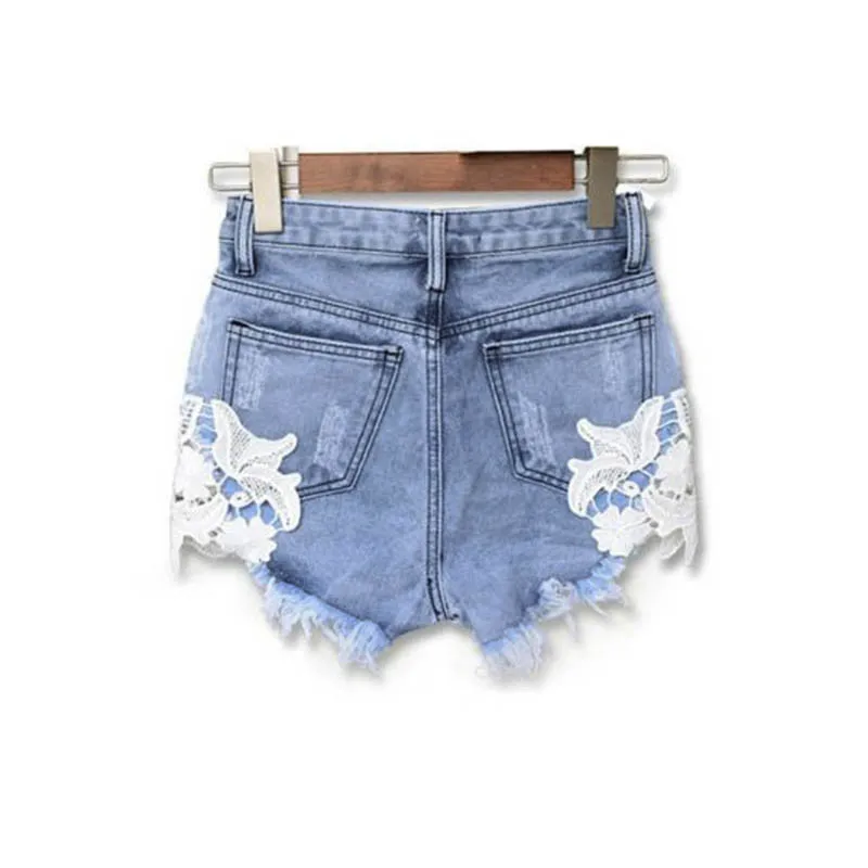 Brand Summer 2018 Tassel Ripped High Waist Women Casual Embroidery Flower Shorts Sexy Lace Crochet Denim Vintage Hot Jeans aeProduct.getSubject()
