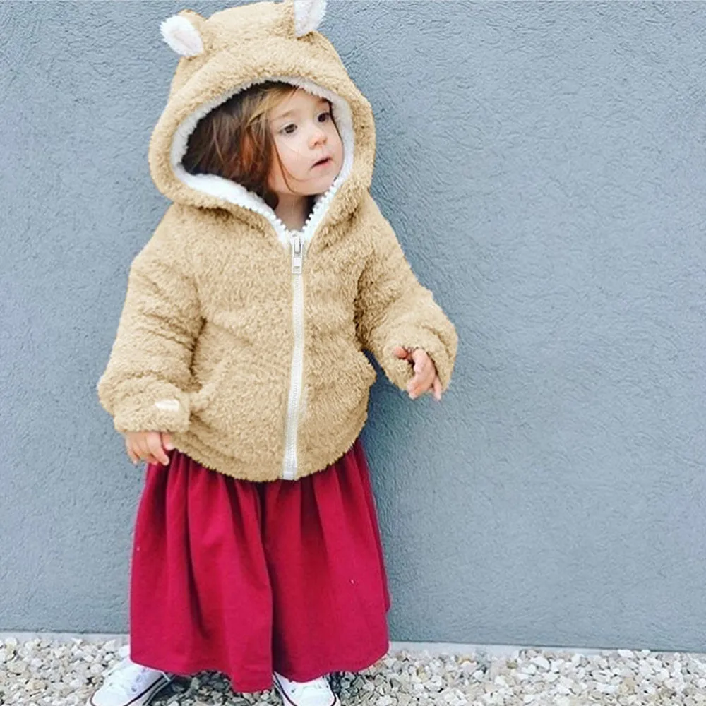 TELOTUNY Baby Boys Girls Plush and velvet warm furry Coat Long Sleeves Velvet Cartoon Hooded Clothes Snowsuit Z1011 | Детская одежда и