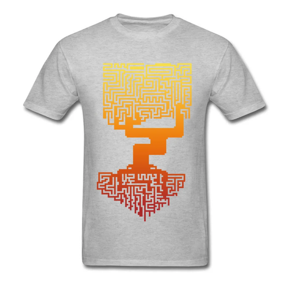 Tree Labyrinth Pure Cotton Summer Tops Shirts Fashion Short Sleeve Men Tshirts Design Summer Fall Tops Shirt Crew Neck Tree Labyrinth grey
