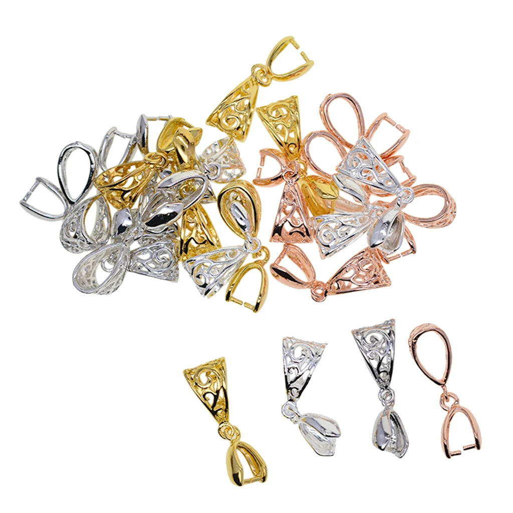 24x Brass Pendant Pinch Clip Clasp Bail Connector Findings Necklace DIY 24x Brass Pendant Pinch Clip Clasp Bail Connector Findings Necklace DIY