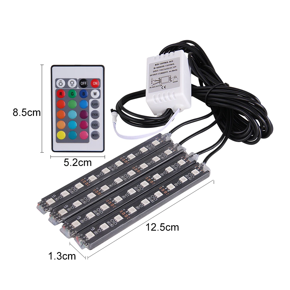 4x RGB Full Color 36 LED Interior Car Under Dash Floor Seats Accent Light Kit With remote control
4x RGB Full Color 36 LED Interior Car Under Dash Floor Seats Accent Light Kit With remote control