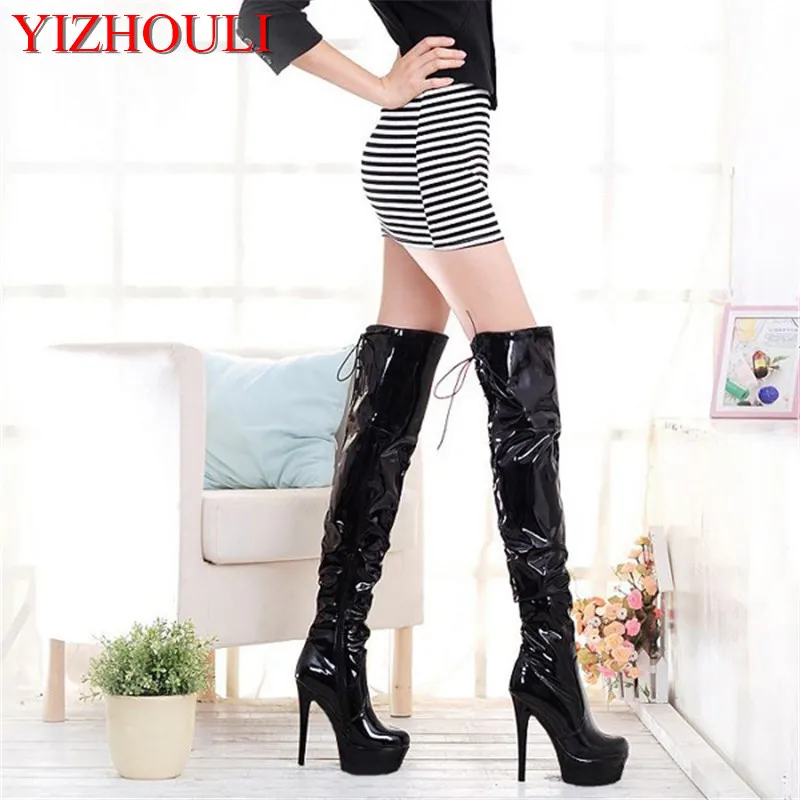 

Hot selling high quality women's boots, round toe women's party 15cm stiletto dancing shoes