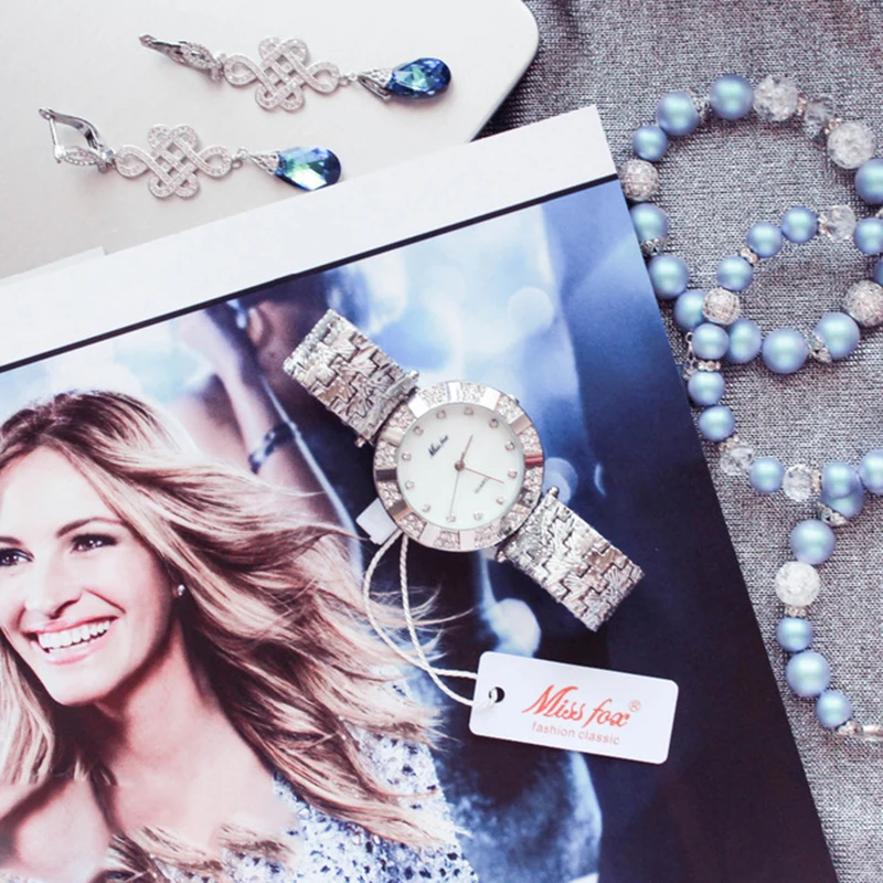 Starry Women Watches with Rhinestones Silver Alloy Band Waterproof Shockproof Female Wristwatches Bracelet Quartz Watch Relogio (16)