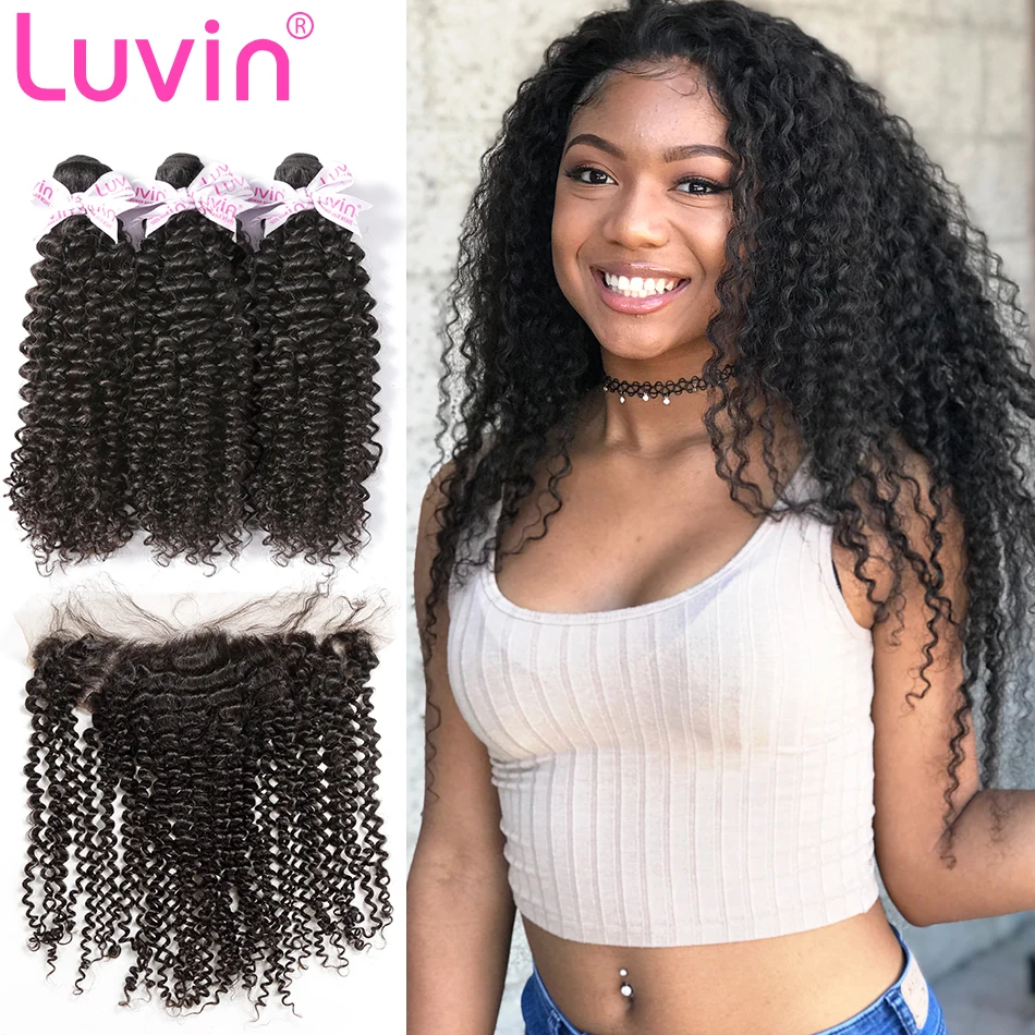 Luvin Brazilian Hair Weave Bundles Kinky Curly Hair Remy Hair 3 4 Bundles With Frontal Closure Bleached Knots Hair Extension
Luvin Brazilian Hair Weave Bundles Kinky Curly Hair Remy Hair 3 4 Bundles With Frontal Closure Bleached Knots Hair Extension