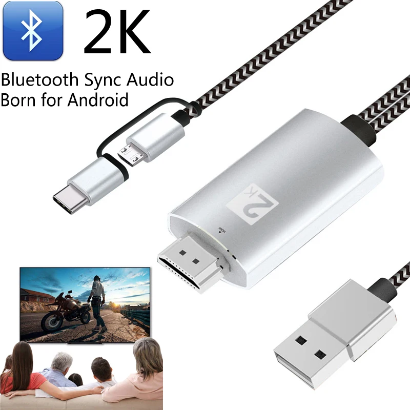 Bluetooth Audio Sync Type C Micro USB HDMI Converter Video Cable for Huawei P30 Xiaomi Samsung Android Phone Connect to TV HDTV
Bluetooth Audio Sync Type C Micro USB HDMI Converter Video Cable for Huawei P30 Xiaomi Samsung Android Phone Connect to TV HDTV