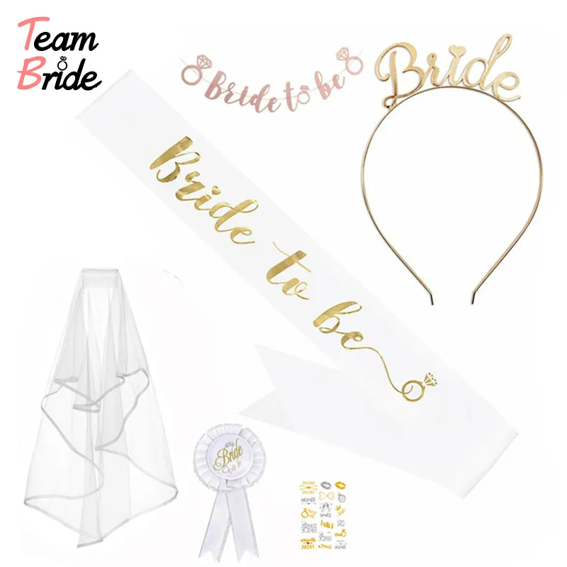 Team Bride 6Pcs/set Wedding Party Decors Garter Veil Tiara Sash Hen Night Party Bridal Shower Bride Bachelorette Party Supplies
Team Bride 6Pcs/set Wedding Party Decors Garter Veil Tiara Sash Hen Night Party Bridal Shower Bride Bachelorette Party Supplies