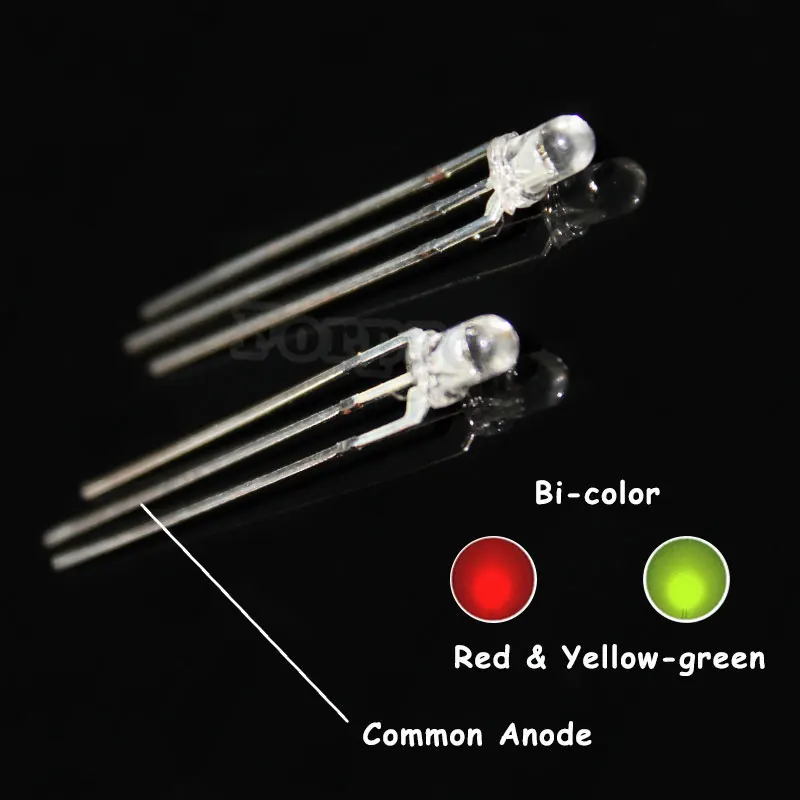 100Pcs 3mm LED Bi-Color Red and Yellow Green Common Anode/Common Cathode Round Transparent 20mA LED Light Emitting Diode
100Pcs 3mm LED Bi-Color Red and Yellow Green Common Anode/Common Cathode Round Transparent 20mA LED Light Emitting Diode
