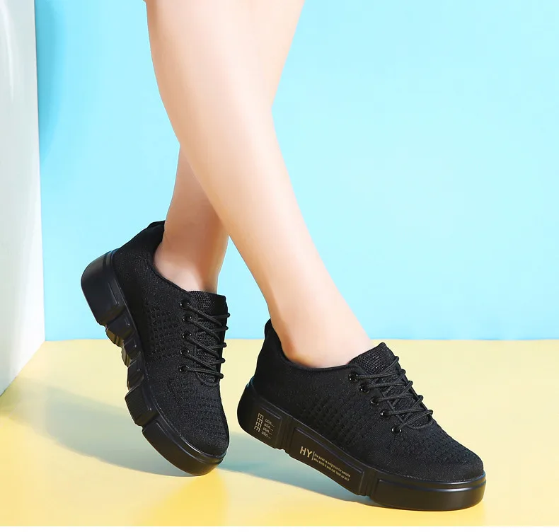 Spring NEW Women Sneakers Shoes Ladies lace up flat Platform white sneakers for Women Mesh Sock Casual Shoes Creepers (10)