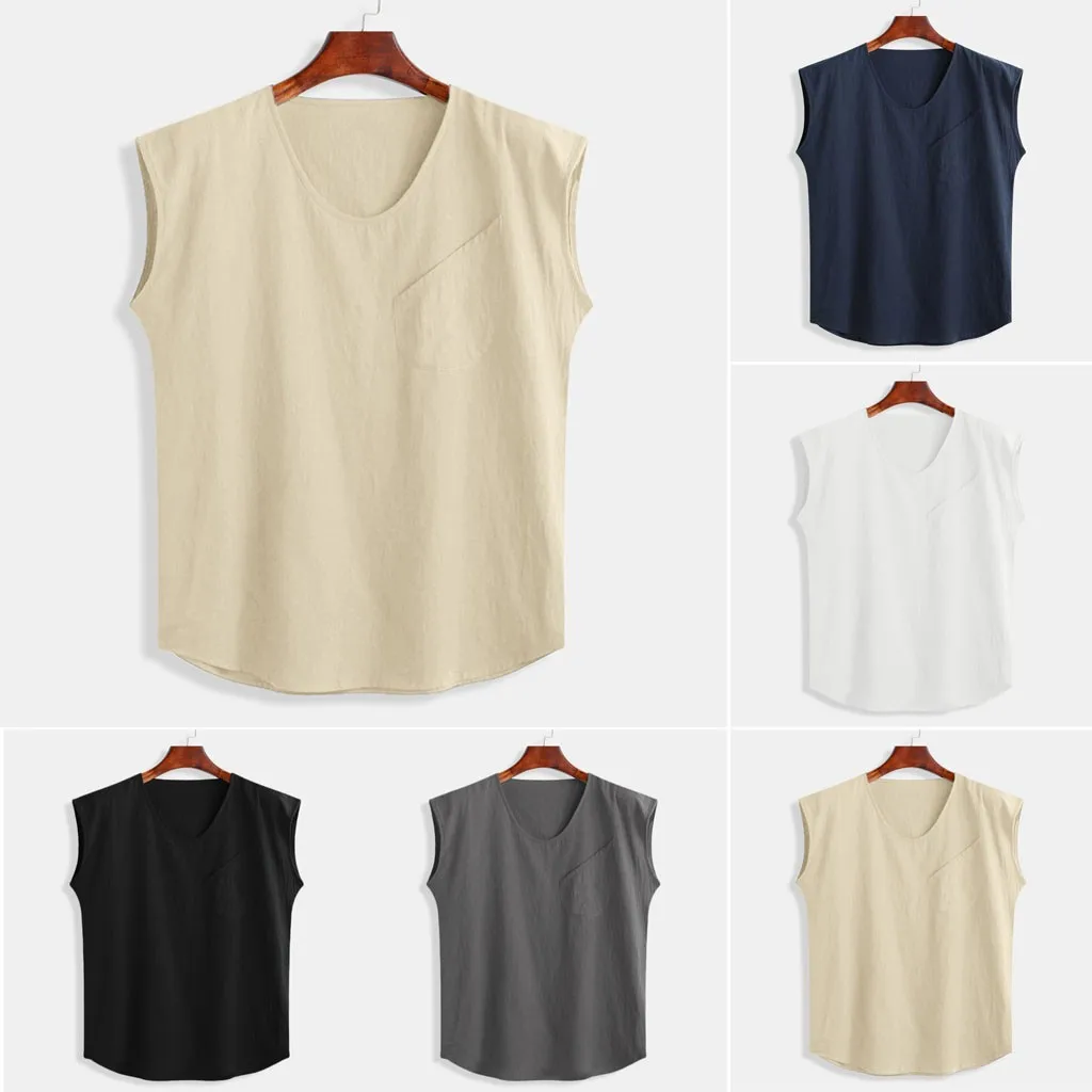 Men's Baggy Cotton Linen Solid Pocket Sleeveless O-Neck Vest Tank Tops Blouses M-3XL five colors
Men's Baggy Cotton Linen Solid Pocket Sleeveless O-Neck Vest Tank Tops Blouses M-3XL five colors