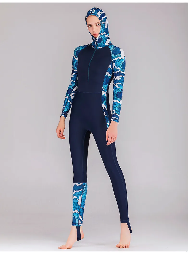 Description Picture 6 of itemSBART Professional Long Sleeved Wetsuit with Hoodies Women Zipper Full Body Wetsuits Swimsuit Snorkeling Jumpsuits Diving Suit