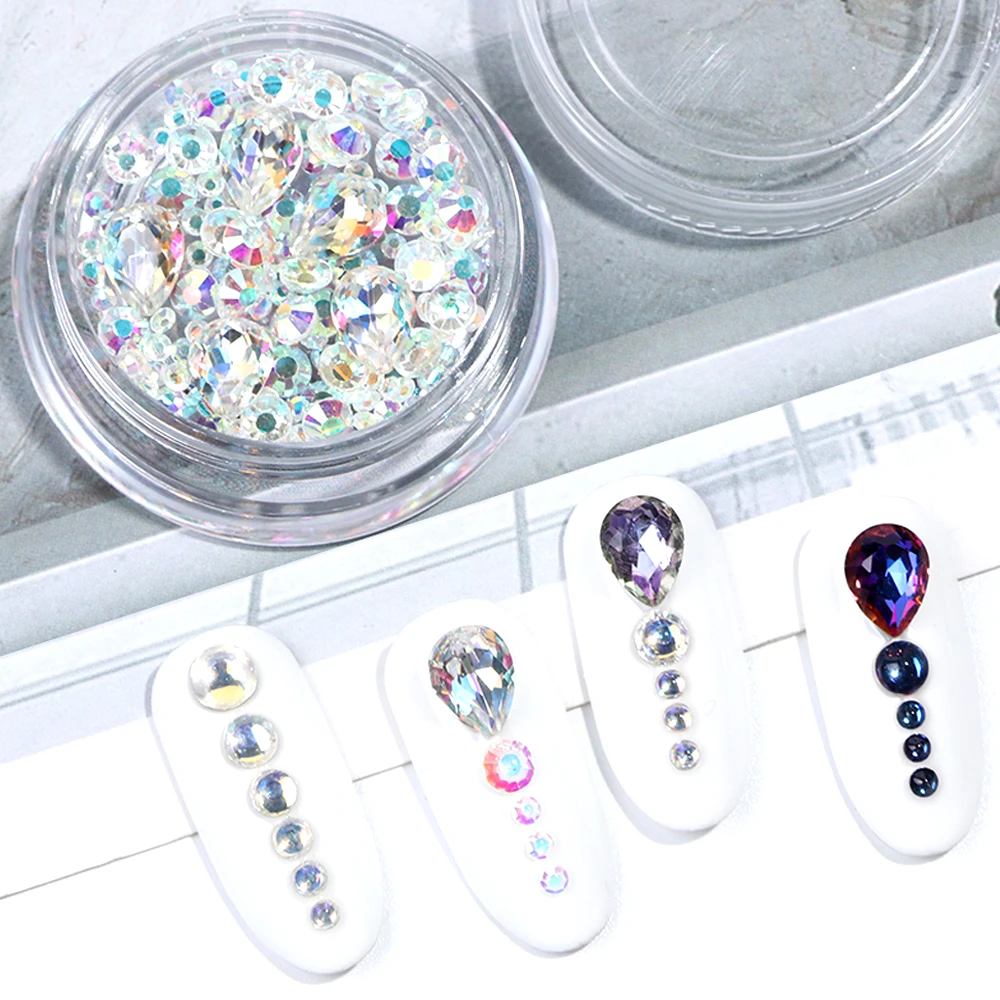 1Box AB Rhinestones Nail Crystals Gems Strass Mixed Shape Diamonds Moonlight Flame Waterdrop Round Nail Art Decorations BE070-1
1Box AB Rhinestones Nail Crystals Gems Strass Mixed Shape Diamonds Moonlight Flame Waterdrop Round Nail Art Decorations BE070-1