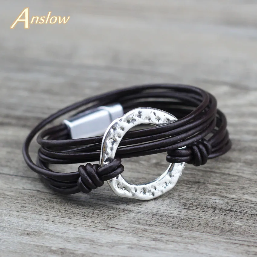 Anslow Fashion Jewelry Vintage Silver Leather Bracelets For Women Men Magnetic Wrap Charm Bracelet & Bangles For Men LOW0721LB
Anslow Fashion Jewelry Vintage Silver Leather Bracelets For Women Men Magnetic Wrap Charm Bracelet & Bangles For Men LOW0721LB