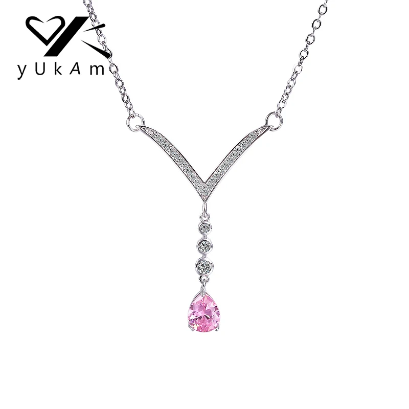 YUKAM Jewelry Water Drop Pink Crystal Cubic Zircon Pendant Necklaces for Women Silver V Letter Shape Teardrop Pear CZ Necklaces
YUKAM Jewelry Water Drop Pink Crystal Cubic Zircon Pendant Necklaces for Women Silver V Letter Shape Teardrop Pear CZ Necklaces