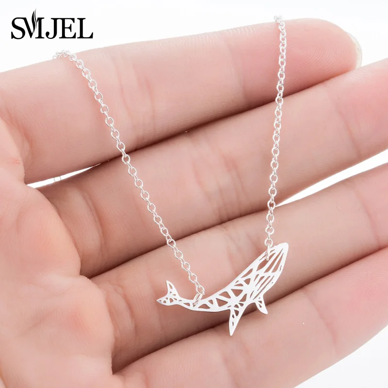 

SMJEL Designer Inspirational Shark Necklace Choker Sliver Ocean Animal Power Whale Necklaces Fish Jewelry Gifts Bijoux