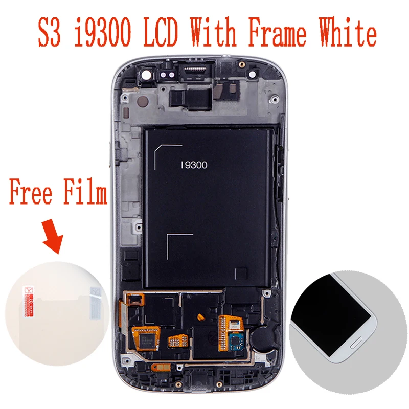 100% Original For Samsung Galaxy S3 III i9300 LCD with Touhch screen With Frame+Home key White