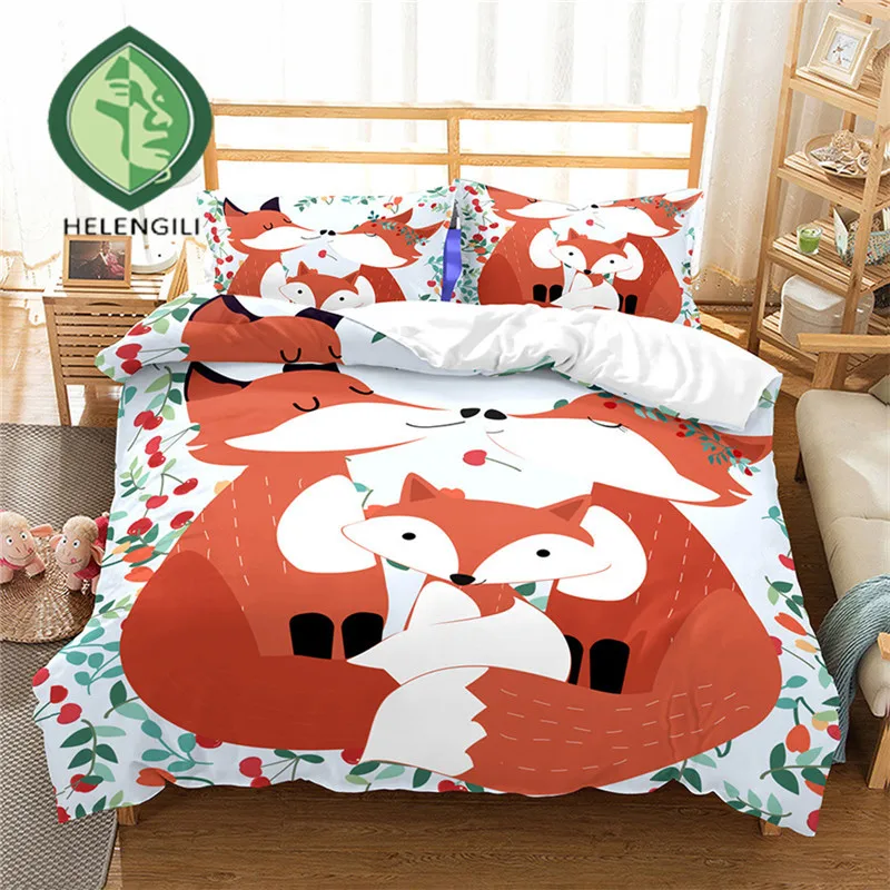 HELENGILI 3D Bedding Set cartoon Fox Print Duvet cover set bedclothes with pillowcase bed set home Textiles #ET-19
HELENGILI 3D Bedding Set cartoon Fox Print Duvet cover set bedclothes with pillowcase bed set home Textiles #ET-19