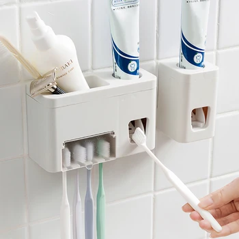 High QualityHand Free Toothpaste Dispenser Automatic Wall Mounted Sticker 4 Toothbrush Holder Squeezer Bathroom Organizer Shelf
High QualityHand Free Toothpaste Dispenser Automatic Wall Mounted Sticker 4 Toothbrush Holder Squeezer Bathroom Organizer Shelf