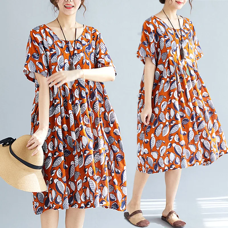 BIG SIZE 4XL Summer Women Vintage Elegant Bird Print Tops Ladies Female Plus Large Short Sleeve Loose Pleat Robe Dress Vestidos
BIG SIZE 4XL Summer Women Vintage Elegant Bird Print Tops Ladies Female Plus Large Short Sleeve Loose Pleat Robe Dress Vestidos