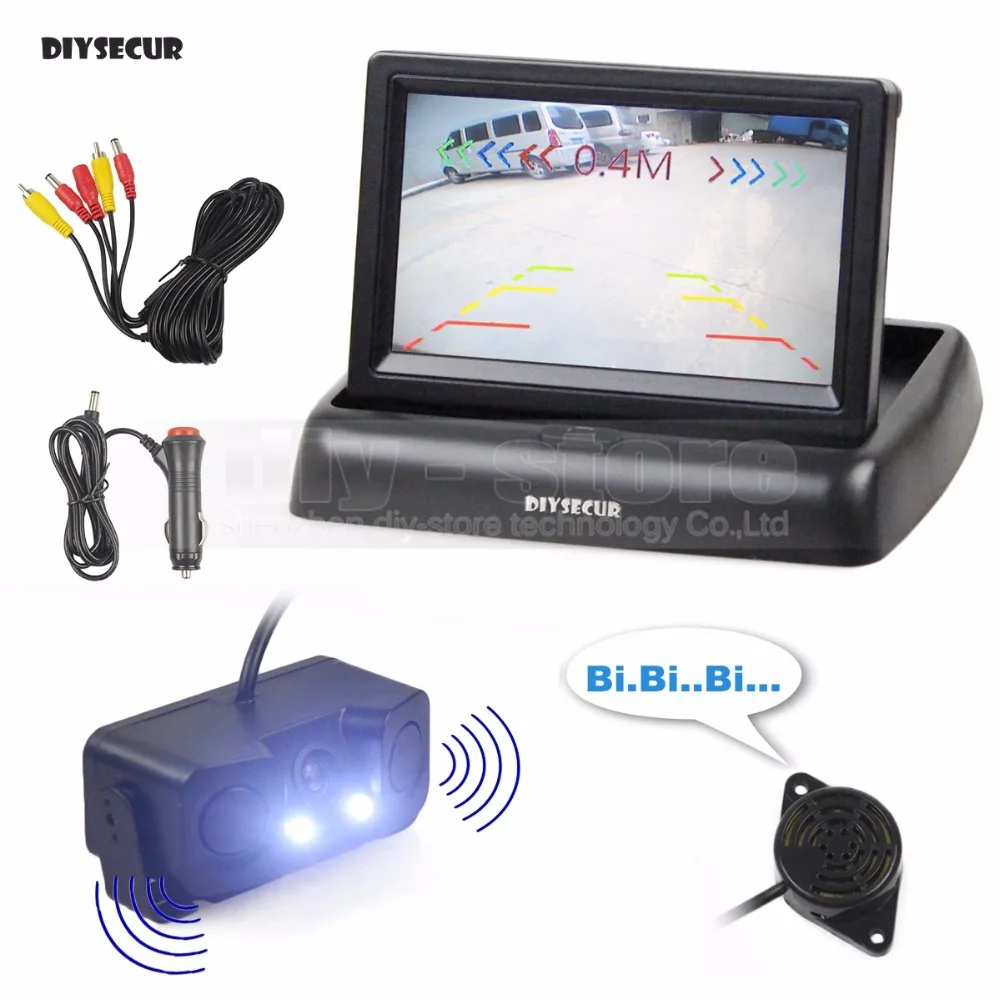 DIYSECUR 4.3 Inch Car Reversing Camera Kit Back Up Car Monitor LCD Display Parking Radar Sensor 2 in 1 Car Camera Parking System
DIYSECUR 4.3 Inch Car Reversing Camera Kit Back Up Car Monitor LCD Display Parking Radar Sensor 2 in 1 Car Camera Parking System